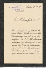 k.k. naturhistorisches Hofmuseum, Intendanzakten 1885-1896 (Hauer), Aktenzahl Z.648/1889, Seite 1